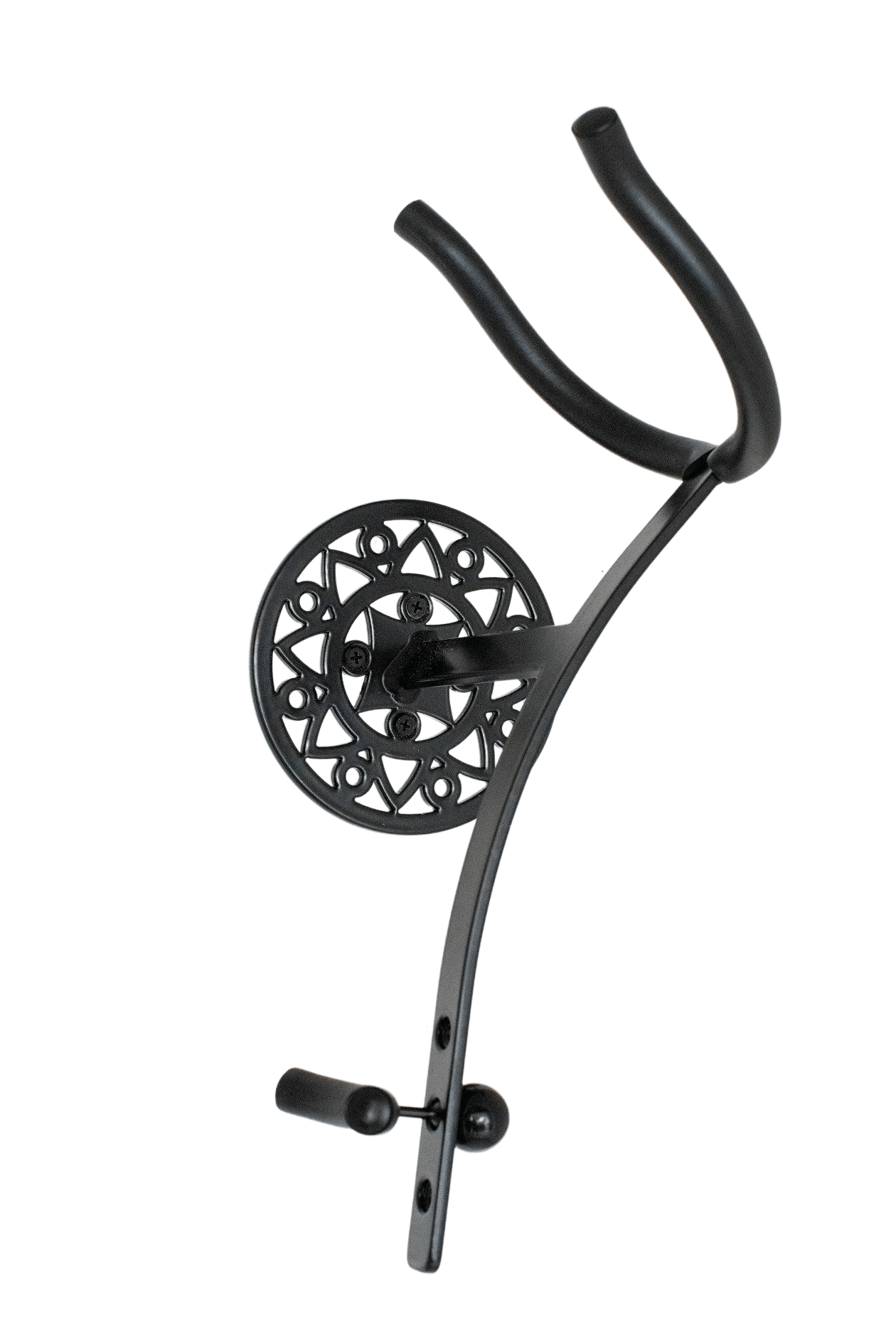 angled view baritone saxophone wall stand Aztec by Locoparasaxo.com