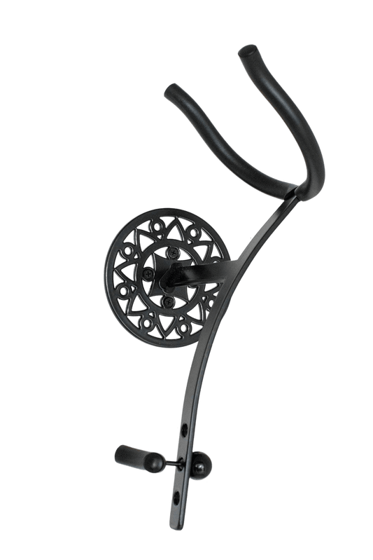 angled view baritone saxophone wall stand Aztec by Locoparasaxo.com