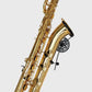 full view of baritone saxophone in wall stand Aztec on white wall by Locoparasaxo.com