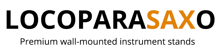 saxophone stands by Locoparasaxo logo