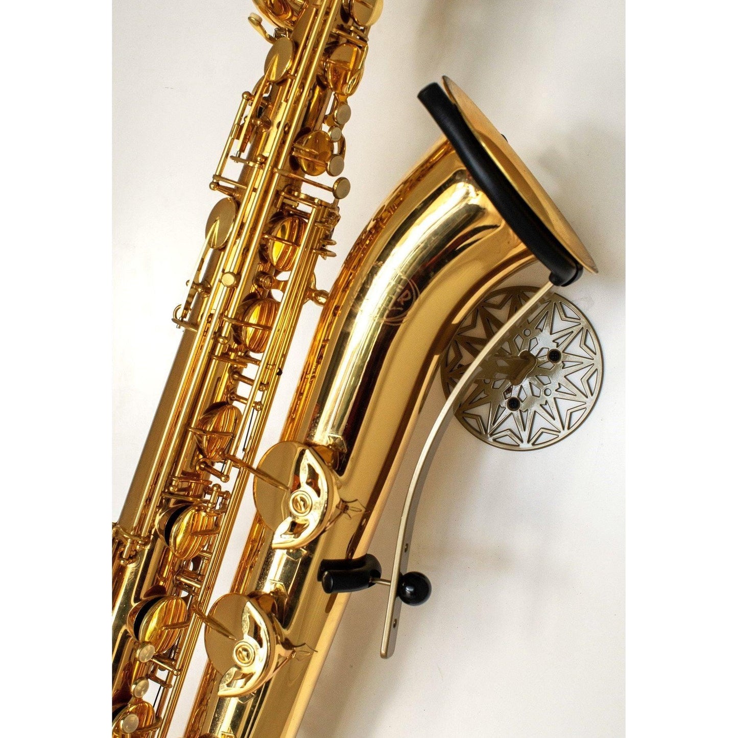  baritone saxophone wallmount  Samba on white wall by Locoparasaxo.com