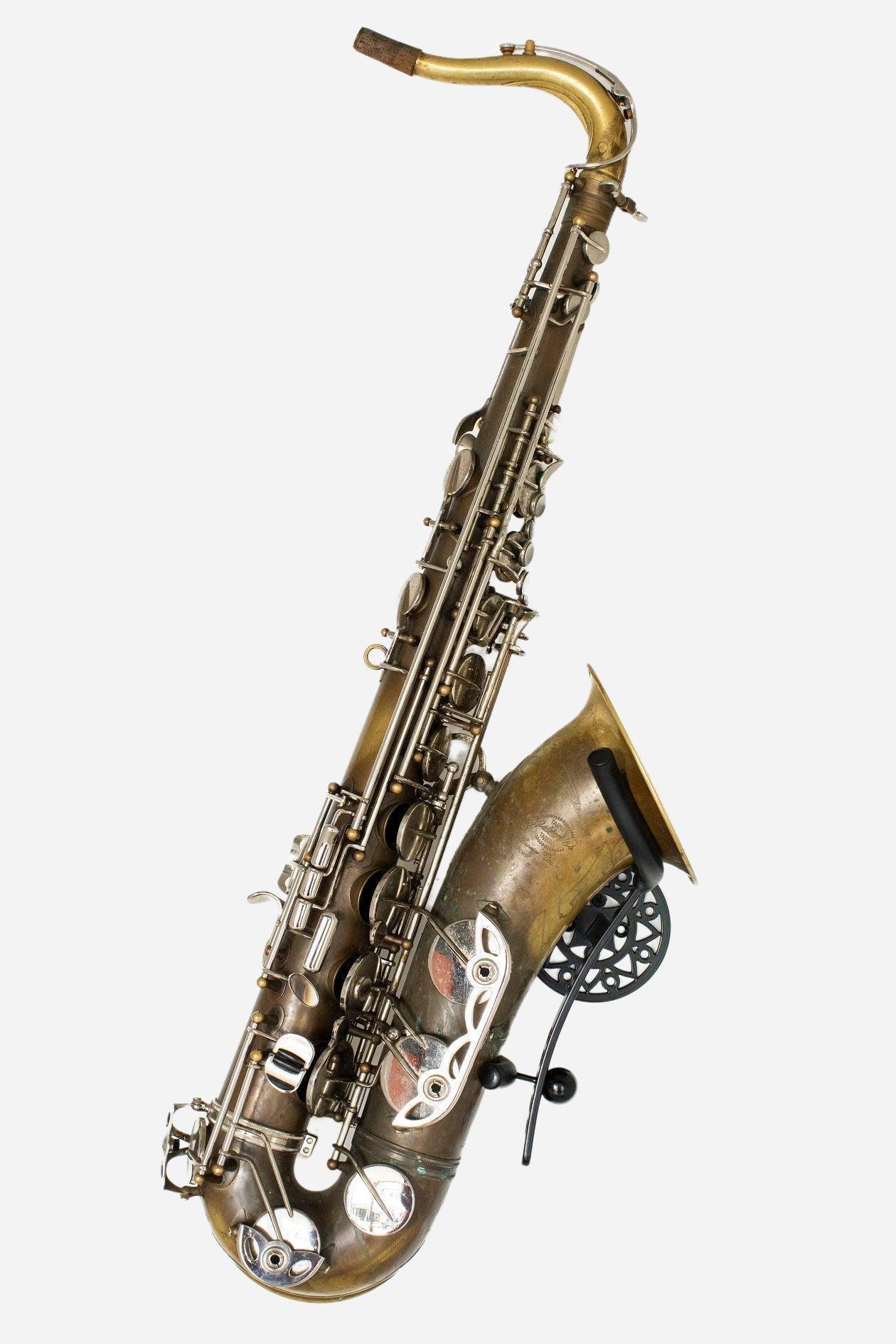 tenor saxophone in wallmount  Aztec on white wall by Locoparasaxo.com full view