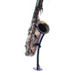 product picture of exhibit desktop saxophone stand for tenor made by Locoparasaxo with instrument on white background