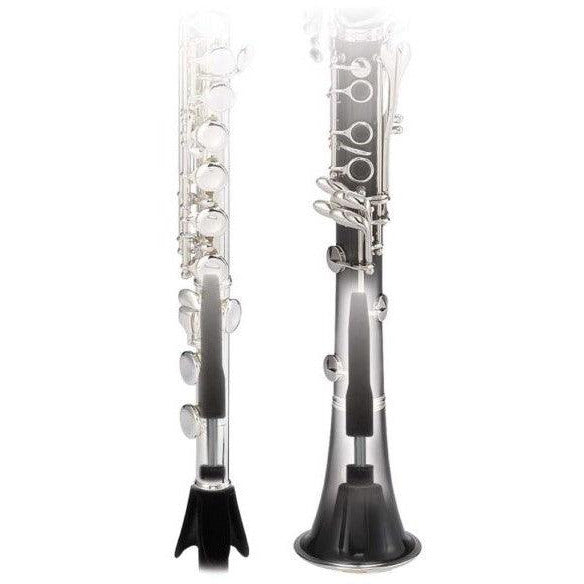 opaque view of inside clarinet and flute on wallmounted stand by Locoparasaxo