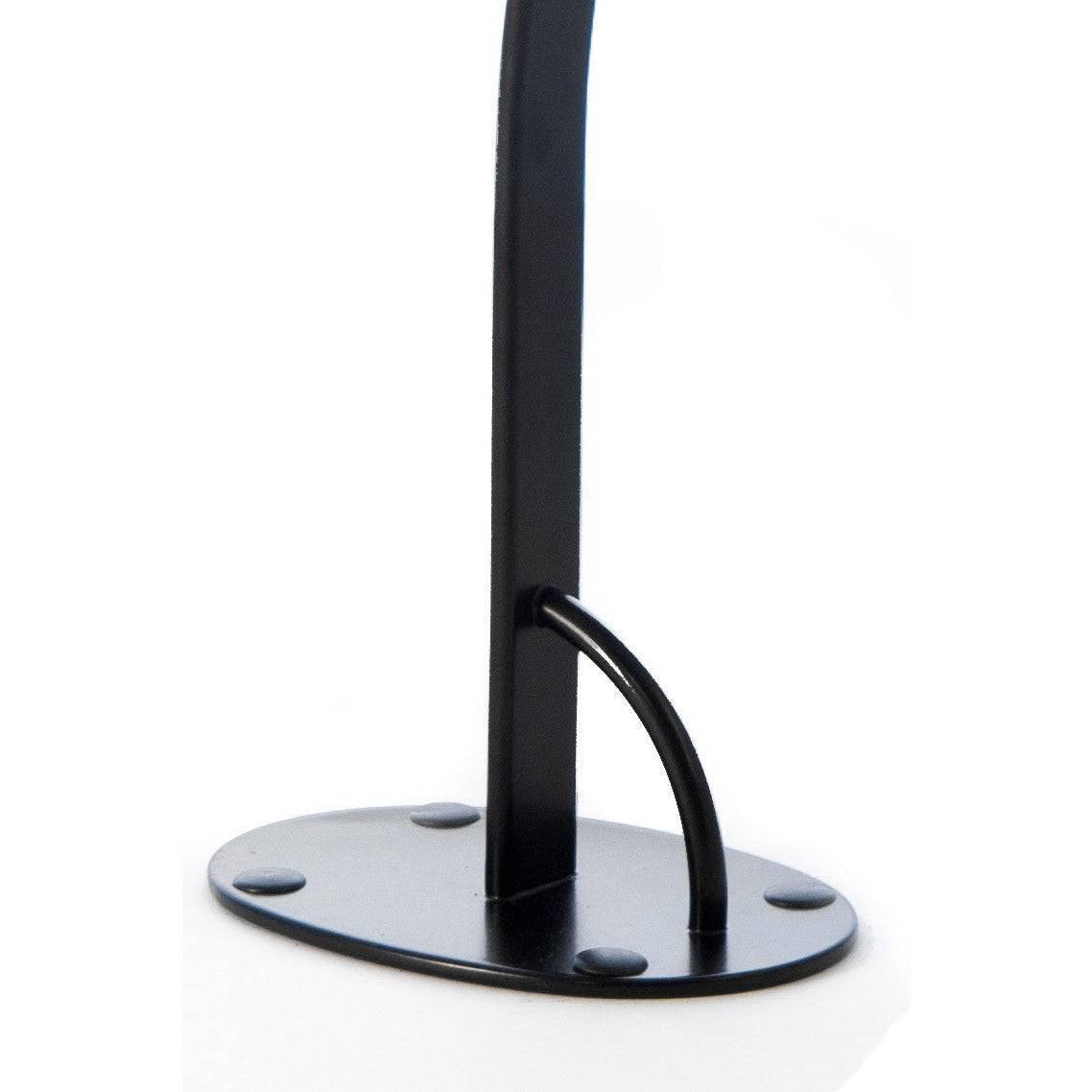 detail pic of base black desktop saxophone stand for exhibits and playing rooms by Locoparasaxo 