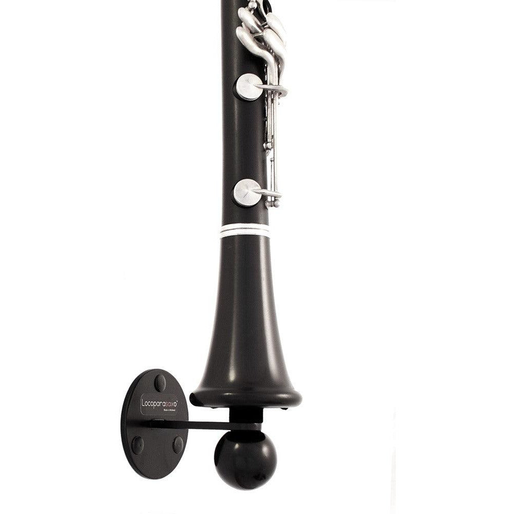 side view product picture of wallmounted stand with peg for clarinet and flute by Locoparasaxo